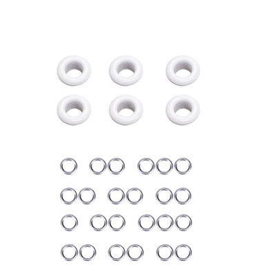 6mm Brass Eyelets with Washers, Rust-Proof Grommets, Shiny White - 100pcs