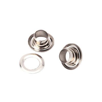 6mm Chrome Coated Brass Eyelets with Washers, Silver, 100pcs