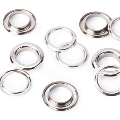 6mm Chrome Coated Brass Eyelets with Washers, Silver, 100pcs