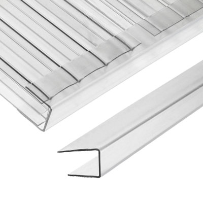 6mm Clear U Profile End Closure for Polycarbonate Roofing Sheets - Durable Edge Protection - 1000mm