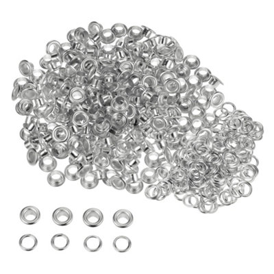 6mm Eyelets with Washers, Silver - 100pcs