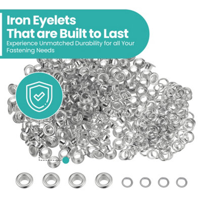 6mm Eyelets with Washers, Silver - 100pcs
