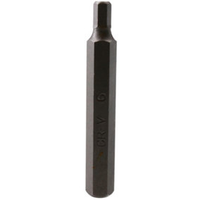 6mm Hex Allen Key Bit 75mm Length 10mm Shank Chrome Vanadium Hardened Tip