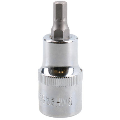 6mm Hex Bit Metric Allen Socket Male 1/2" Drive 55mm Length Strengthened Tip