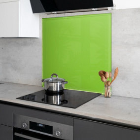6mm Lime Green Painted Toughened Glass Kitchen Splashback