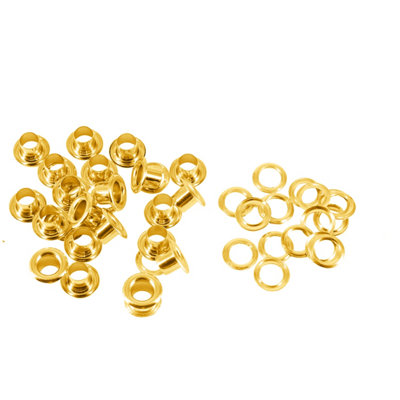 6mm Long Barrell Eyelets with Washers, Gold, 100pcs