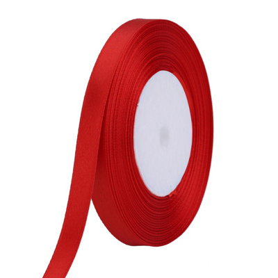 6mm Red Double Sided Satin Polyester Ribbon Roll, 25 metres