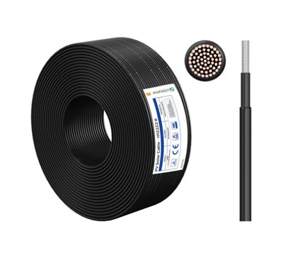 6mm Solar Photovoltanic PV Cable, H1Z2Z2-K Double insulated 1800V high performance Black 3m