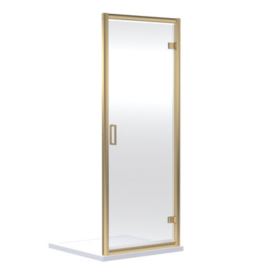 6mm Toughened Safety Glass Reversible Hinged Shower Door - 700mm - Brushed Brass Price Comparisons | Compare The Build