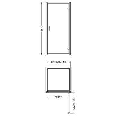 6mm Toughened Safety Glass Reversible Hinged Shower Door - 800mm - Chrome