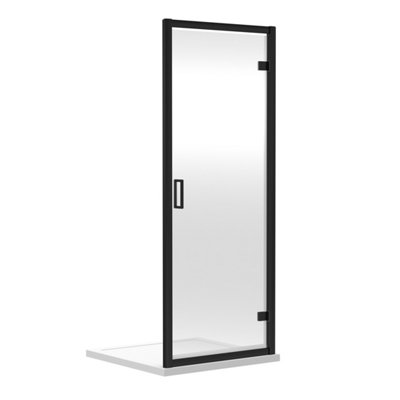 6mm Toughened Safety Glass Reversible Hinged Shower Door - 900mm - Black