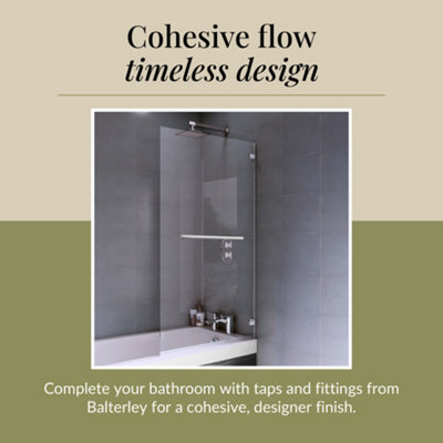 6mm Toughened Safety Glass Reversible Hinged Straight Shower Bath Screen with Rail - Chrome - 4