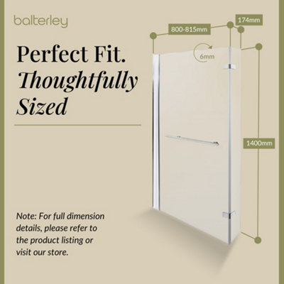 6mm Toughened Safety Glass Reversible L-Shaped Bath Fixed Screen Hinged Return with Rail - Chrome - 3