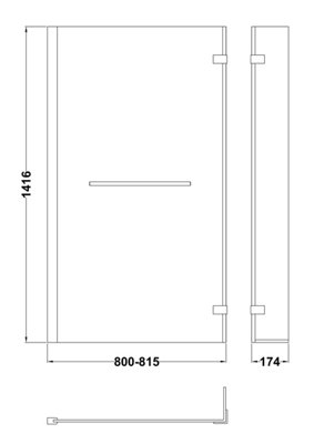 6mm Toughened Safety Glass Reversible L-Shaped Bath Fixed Screen Hinged Return with Rail - Chrome