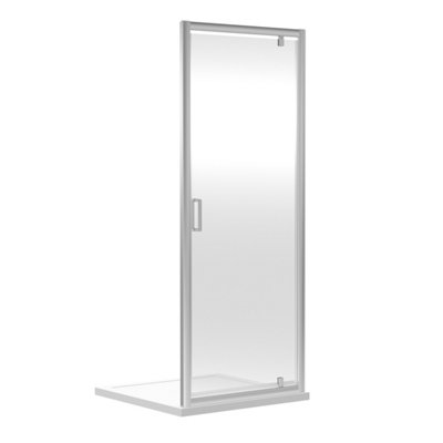 6mm Toughened Safety Glass Reversible Pivot Shower Door - 760mm - Chrome