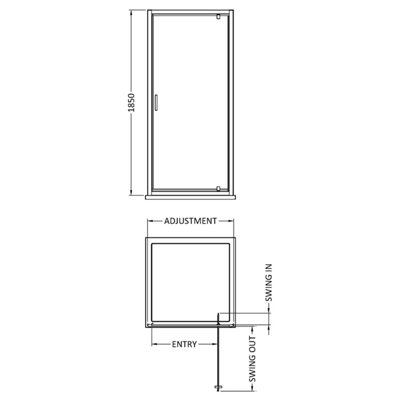 6mm Toughened Safety Glass Reversible Pivot Shower Door - 800mm - Chrome