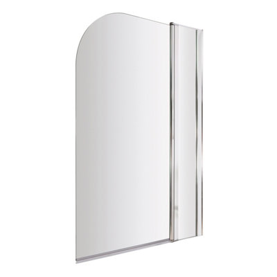 6mm Toughened Safety Glass Reversible Shower Bath Screen with Fixed Panel - Chrome