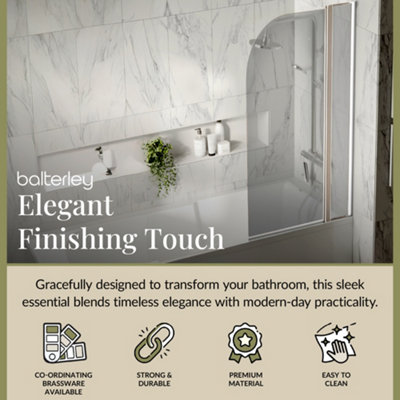 6mm Toughened Safety Glass Reversible Shower Bath Screen with Fixed Panel - Chrome
