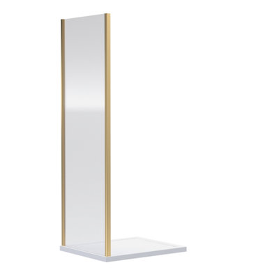 6mm Toughened Safety Glass Reversible Shower Side Panel - 800mm - Brushed Brass Price Comparisons | Compare The Build