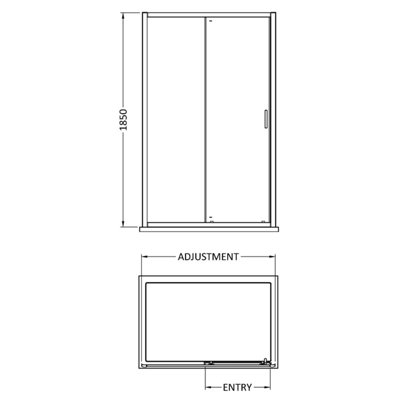 6mm Toughened Safety Glass Reversible Sliding Shower Door - 1400mm - Black