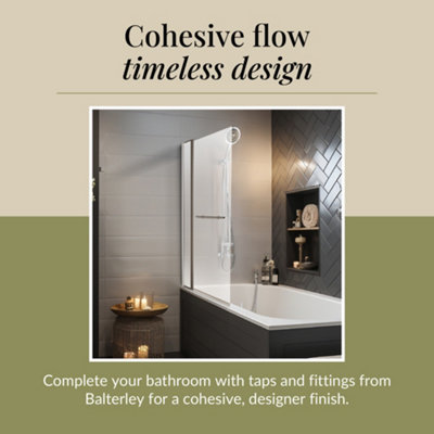 6mm Toughened Safety Glass Reversible Straight Shower Bath Screen with Fixed Panel and Rail - Chrome - 4
