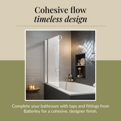 6mm Toughened Safety Glass Reversible Straight Shower Bath Screen with Fixed Panel - Chrome - 4