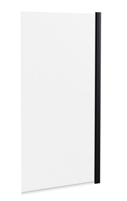 6mm Toughened Safety Glass Straight Reversible Bath Screen - Black ...