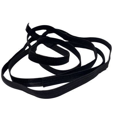 6mm Wide Flat Elastic Band, Stretchable Elastic Cord Flat Tape, Black - 1 metre