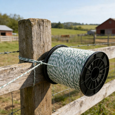 6MM x 400M Roll Electric Fence Rope Poly Fencing Horse Polyrope Green ...