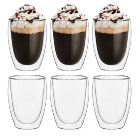 6pack Double Walled Cups Insulated Thermal Coffee Glass Cup for Espresso and Tea