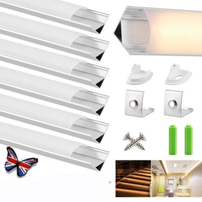 6Pack LED Aluminium Channel Profile 3.3ft Extrusion Diffuser Strip ...
