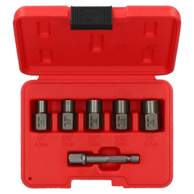 6pc 3/8" Drive Or Drill Bolt Extractor Wheel Lock Nut Remover Set 6mm - 12.7mm