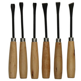 6pc Carving Chisel Wood Work Edging Sculpting Turning Carpentry Gouge Point
