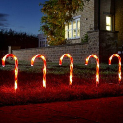 6pc Christmas Candy Cane LED Lights | DIY at B&Q