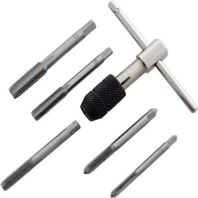 6Pc Chuck & Tap Wrench T Handle Bits Set M5 M6 M7 M8 M10 Heavy Duty Steel New
