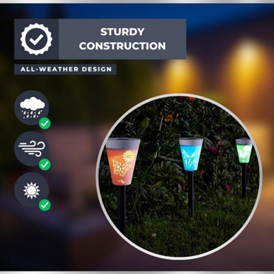 6pc Colour Changing LED Silhouette Stake Lights - 6