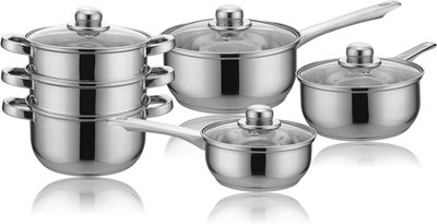 6pc Cookware Set Saucepan Frying Pan Stainless Steel Pots Non Stick ...