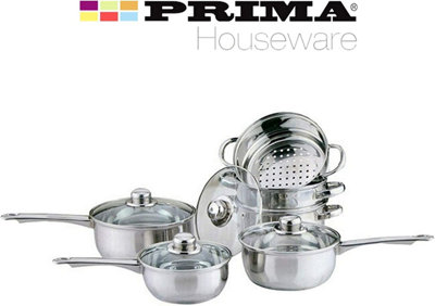 6pc Cookware Set Saucepan Frying Pan Stainless Steel Pots Non Stick Glass Ceramic New