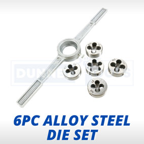 6Pc Die Set Metric with Wrench Hand Threading Tool Steel Threading Tool Set