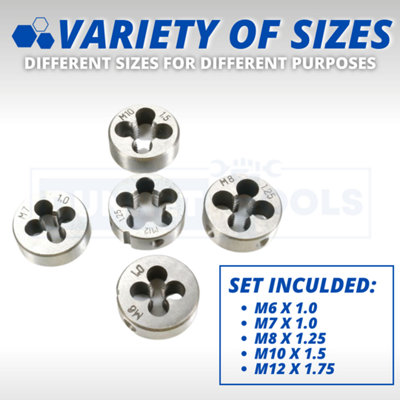 6Pc Die Set Metric with Wrench Hand Threading Tool Steel Threading Tool Set - 5