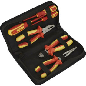 6pc Electricians Tool Kit - VDE Insulated Safety Tool Set - Screwdrivers Pliers