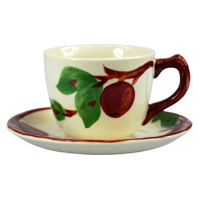 6PC Franciscan Apple Hand Painted Porcelain Coffee Cup 0.25L & Saucer Set
