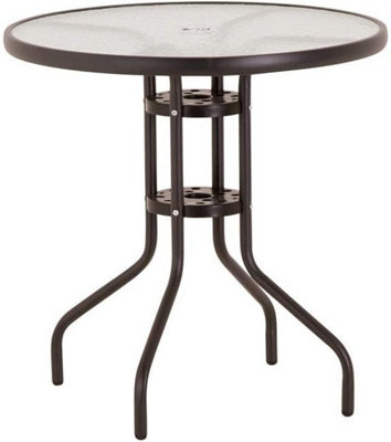 6pc Garden Furniture Set Dining Table 4 Chairs Seats & Parasol Patio Deck Black - 4
