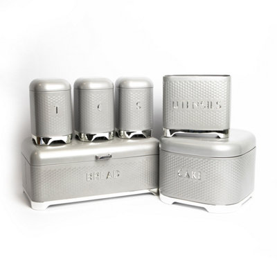 6pc Gift-Boxed Shadow Grey Storage Set with Tea, Coffee & Sugar ...