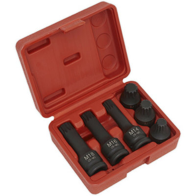 Sealey Impact Spline Socket Bit Set 6pc 1/2