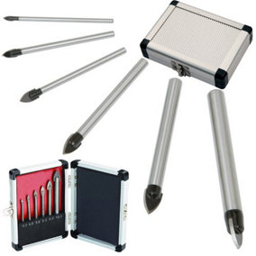 6PC Industrial Glass Ceramic Tile & Mirror Drill Hole Bit Set With Handy Case
