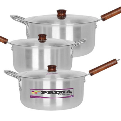 6Pc Large Aluminium Cookware Saucepans Set With Lids Handles Stockpots ...