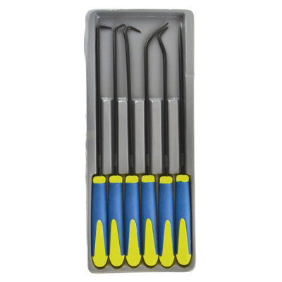 6pc Long Reach Pick & Hook Set Soft Grip O Ring Seal Gasket Clock Repair