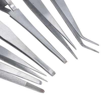 Soldering Tweezers Square Oval Round 90° Degree Self Locking Cross Action Set 4