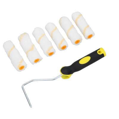 6 Pack Mini Paint Roller Set – 4 Inch Foam & Microfibre Rollers With Tray, Frame, Handle